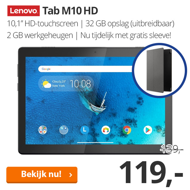 Lenovo Tab M10 HD - 32 GB - Zwart